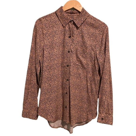 NWT Casa Cabana Printed Brown Babydots Button Down Shirt in Size Small - Picture 1 of 7